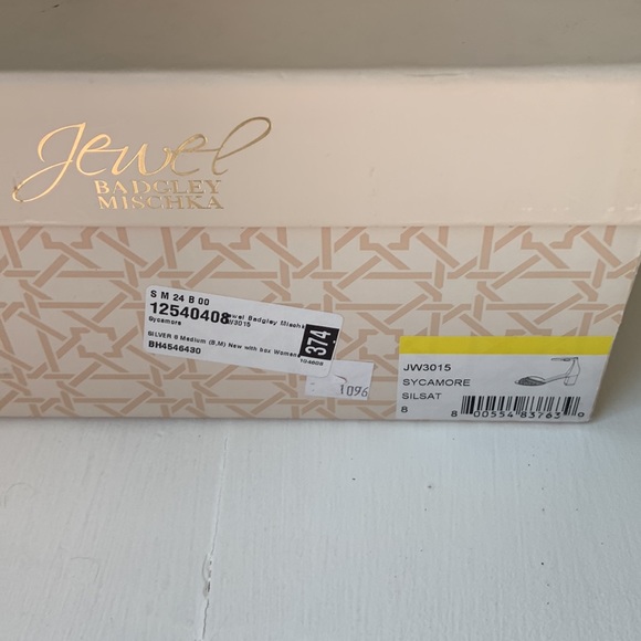 JEWEL BADGLEY MISCHKA Sycamore Silver Satin Block Heels - Picture 6 of 13